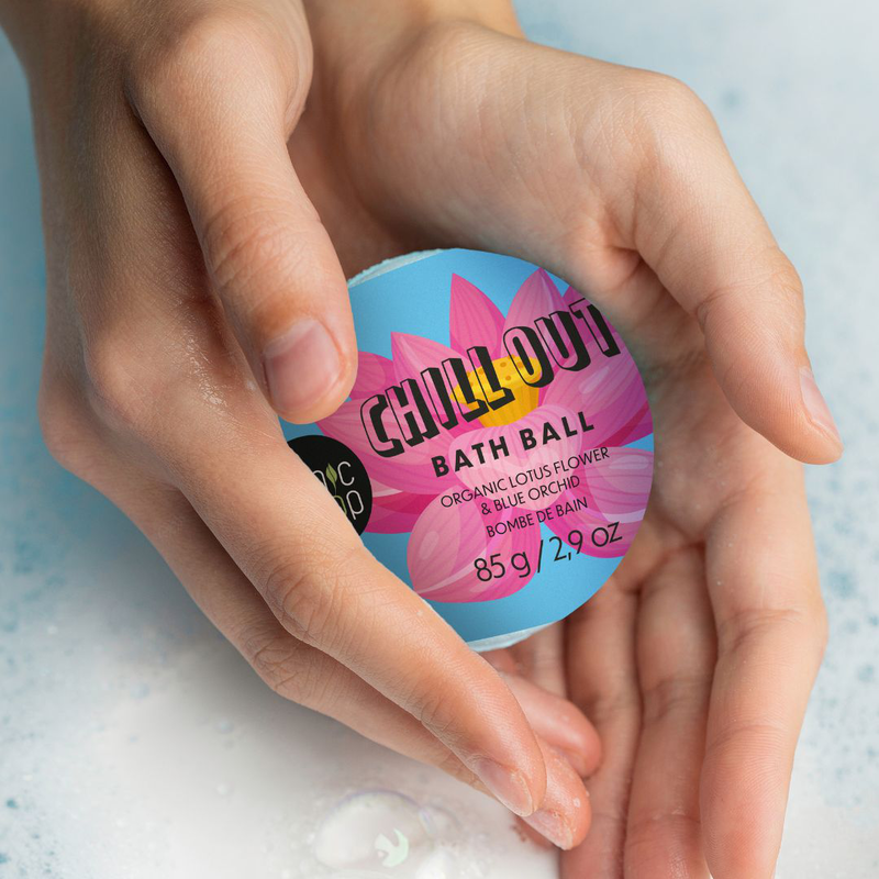 Chill out organic lotus flower & blue orchid bath ball, , medium-null