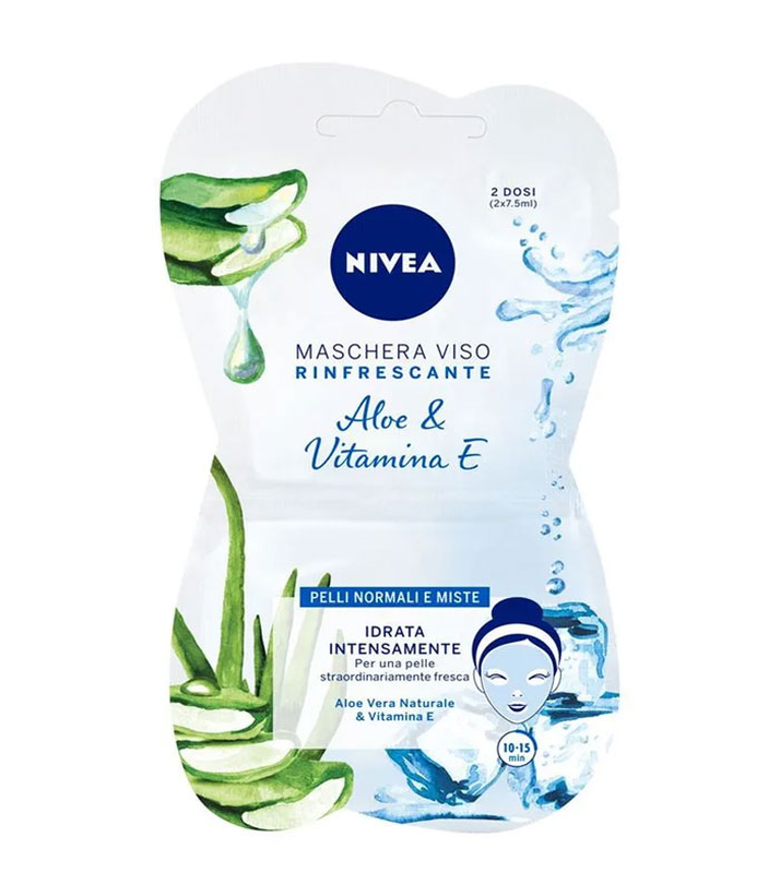 Nivea 84720 aloe vera natural & vitamin e moisturizing mask 2x7.5ml-null