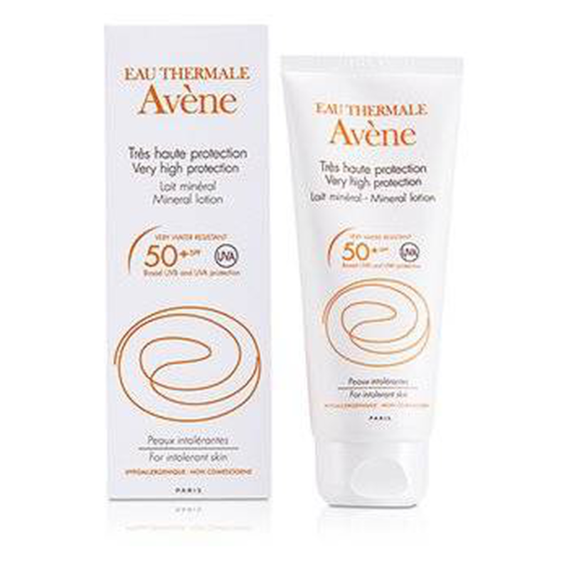 Avene sunscreen mineral lotion SPF50, for intolerant& light skin prone often to sunburn 100ml image number null