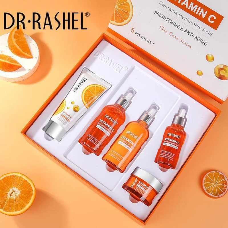 Dr rashel vitamin c skin care series , contains hyaluronic acid, anti aging and collagen Essence ( pack of 5 piece set )-null
