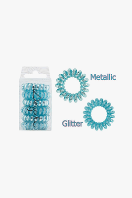 Turquoise hair ties x6, , medium
