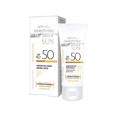 Suncare face cream SPF 50 natural tinted sun expert, , medium