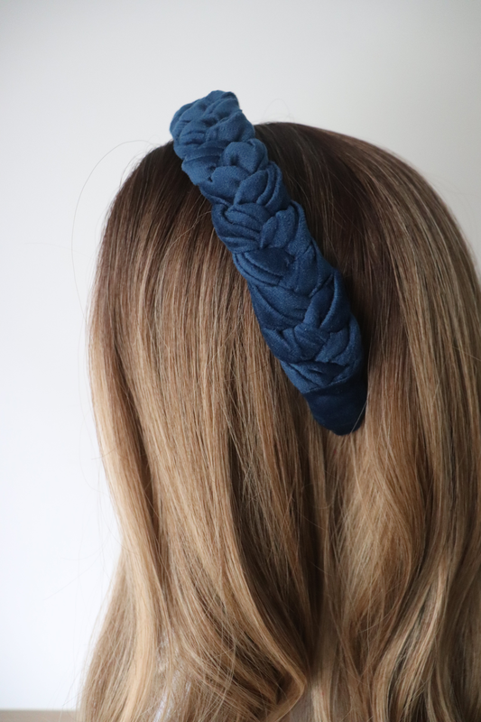 Azurea braided velvet headband, , medium-null