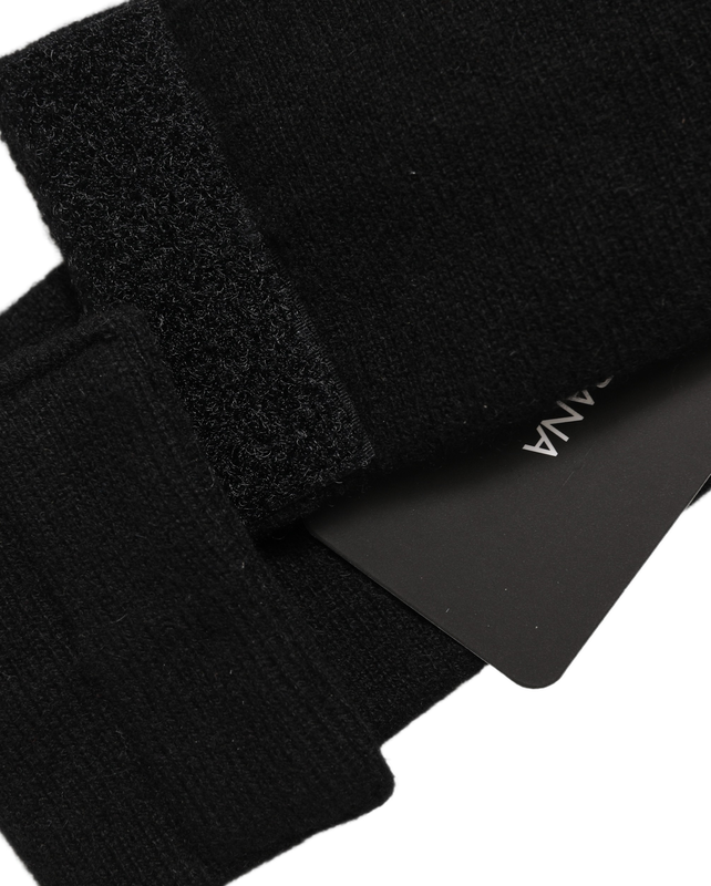 Men black cashmere knitted logo head band one size-null