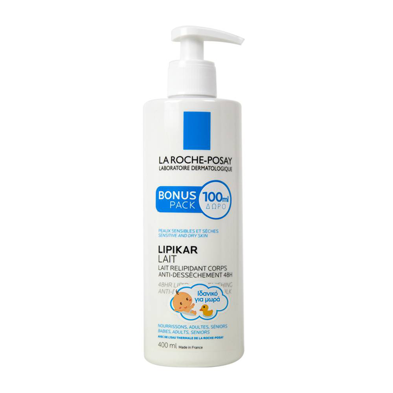 La roche-posay lipikar lait, 48hr lipid-replenishing& anti-dryness body milk. For babies, adults and seniors 400ml-null