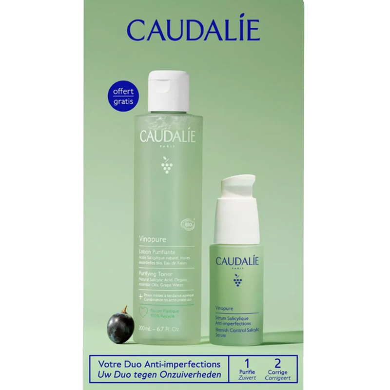 Caudalie set &mu;&epsilon; vinopure blemish control salicylic serum 30 ml & &delta;ώ&rho;&omicron; vinopure purifying toner 200 ml-null