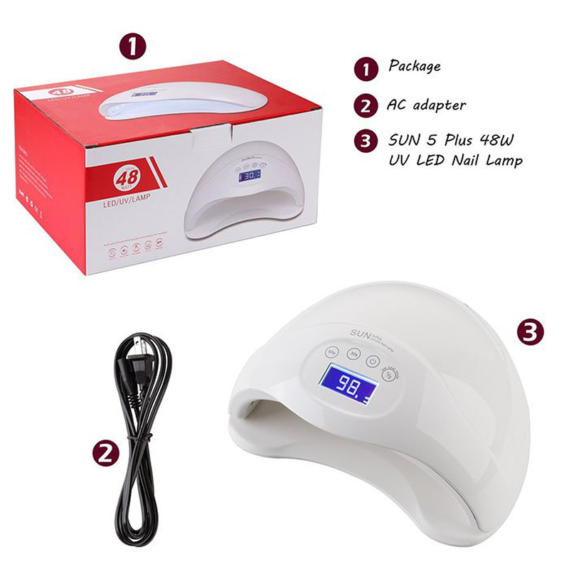 Sun5 plus 48w led uv professional nail lamp with 3 timer setting, , medium-null