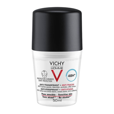 Vichy homme 48h antiperspirant deodorant anti-mark roll on 50ml, , medium