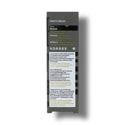 Korres borage anti-shine moisturizer cream for men's skin with 6SPF 50ml, , medium
