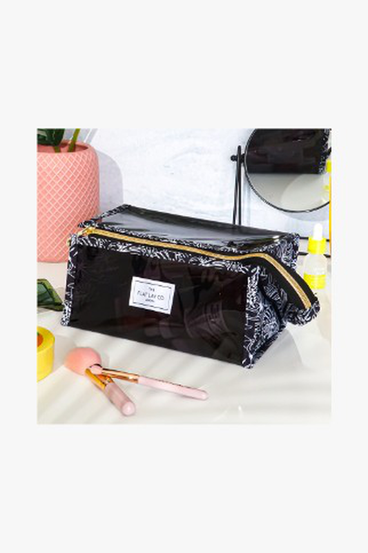 Jelly makeup box bag black tropical palm, , medium-null