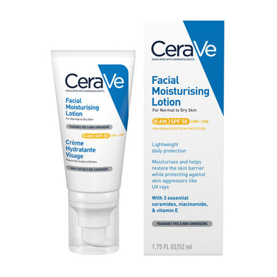 Cerave facial moisturising lotion normal/dry SPF50 52ml, , medium