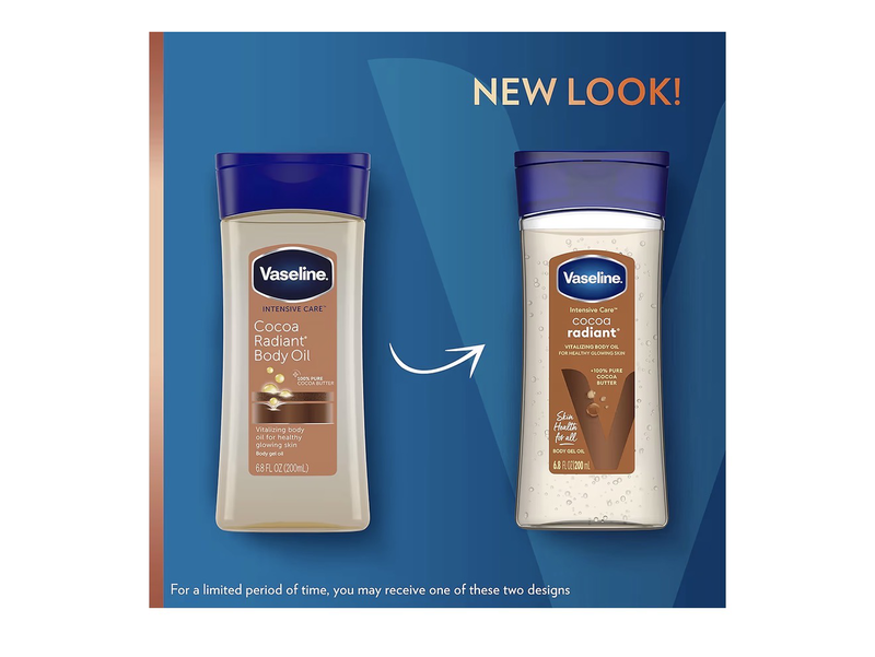 Vaseline intensive care cocoa radiant  for glowing skin body gel oil made with pure cocoa butter + replenishing oils-null