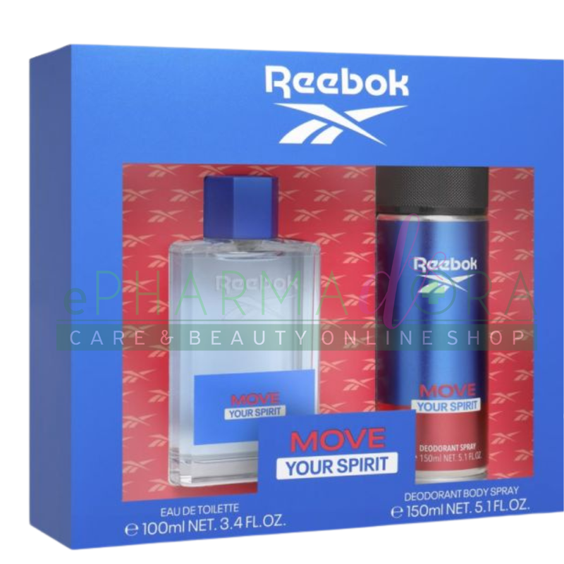 Reebok move your spirit for him eau de toilette 100ml + deodorant 150ml gift set-null
