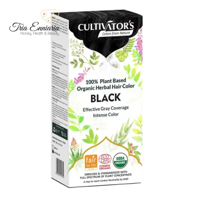 Product image: Organic herbal hair color black, 100 g, cultivators, , medium-null