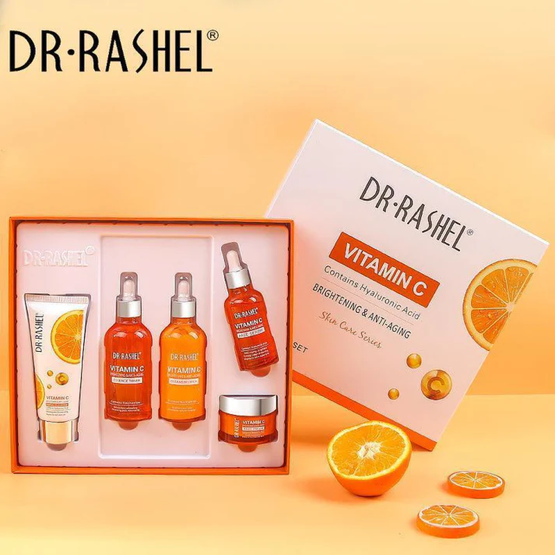 Dr rashel vitamin c skin care series , contains hyaluronic acid, anti aging and collagen Essence ( pack of 5 piece set )-null