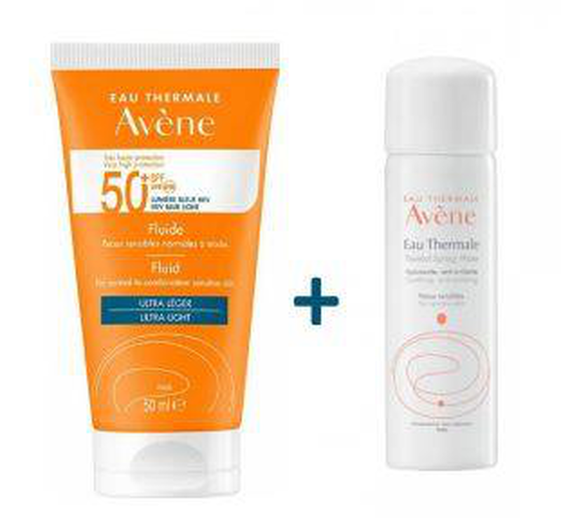 Avene sun fluid ultra light SPF50+ 50ml + thermal spring water 50ml free, , medium-null