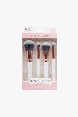 White & gold travel makeup brush set, , medium