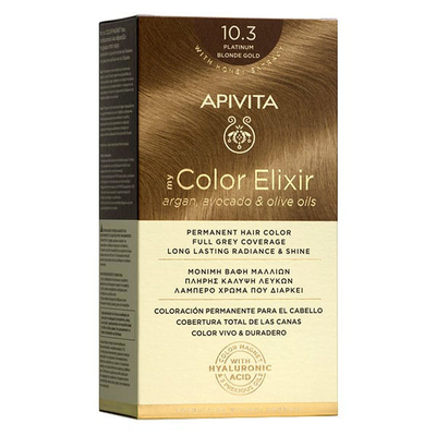 Apivita my color elixir permanent hair color platinum gold blonde no 10.3, , medium
