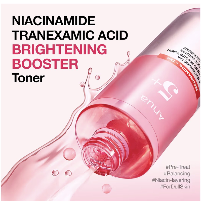 Anua niacinamide tranexamic acid brightening booster toner, lightweight pink Essence toner for dark spot care, glow & skin clarity, korean skincare, 8.45 fl oz-null