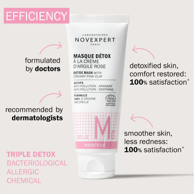 Novexpert detox mask with pink clay cream, , medium-null