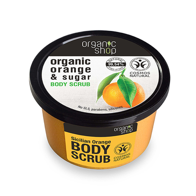 Organic shop body scrub sicilian orange & sugar 250ml, , medium