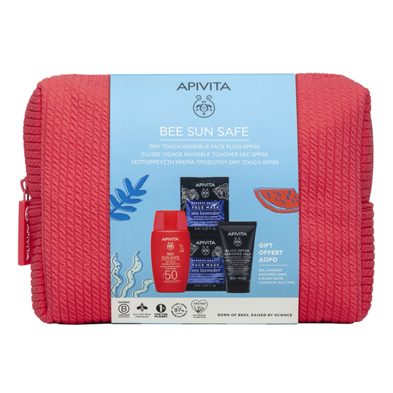 Apivita bee sun safe set &mu;&epsilon; dry touch &lambda;&epsilon;&pi;&tau;ό&rho;&rho;&epsilon;&upsilon;&sigma;&tau;&eta; &alpha;&nu;&tau;&eta;&lambda;&iota;&alpha;&kappa;ή &kappa;&rho;έ&mu;&alpha; &pi;&rho;&omicron;&sigma;ώ&pi;&omicron;&upsilon; SPF50 50 ml &kappa;&alpha;&iota; &delta;ώ&rho;&omicron; &mu;ά&sigma;&kappa;&alpha; &pi;&rho;&omicron;&sigma;ώ&pi;&omicron;&upsilon; 2 x 8 ml &kappa;&alpha;&iota; black detox cleansing gel 50 ml-null