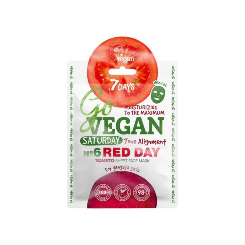 7days- go vegan saturday red day tomato face sheet mask (1*25 grs)-null