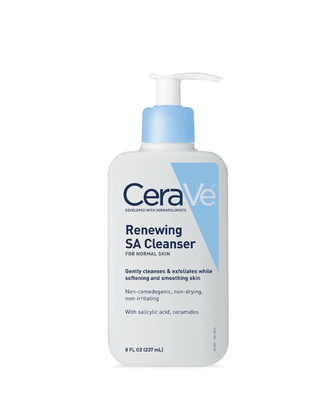 Cerave renewing salicylic acid cleanser, formulated with hyaluronic acid, niacinamide, & ceramides, Gentle bha exfoliating face wash smooths & softens skin, non comedogenic & fragrance free, 16 ounce, , medium