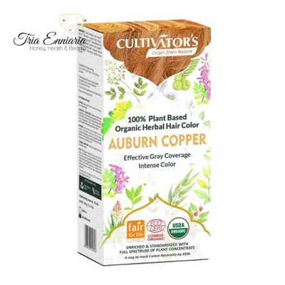 Organic herbal hair color auburn copper, 100 g, cultivators