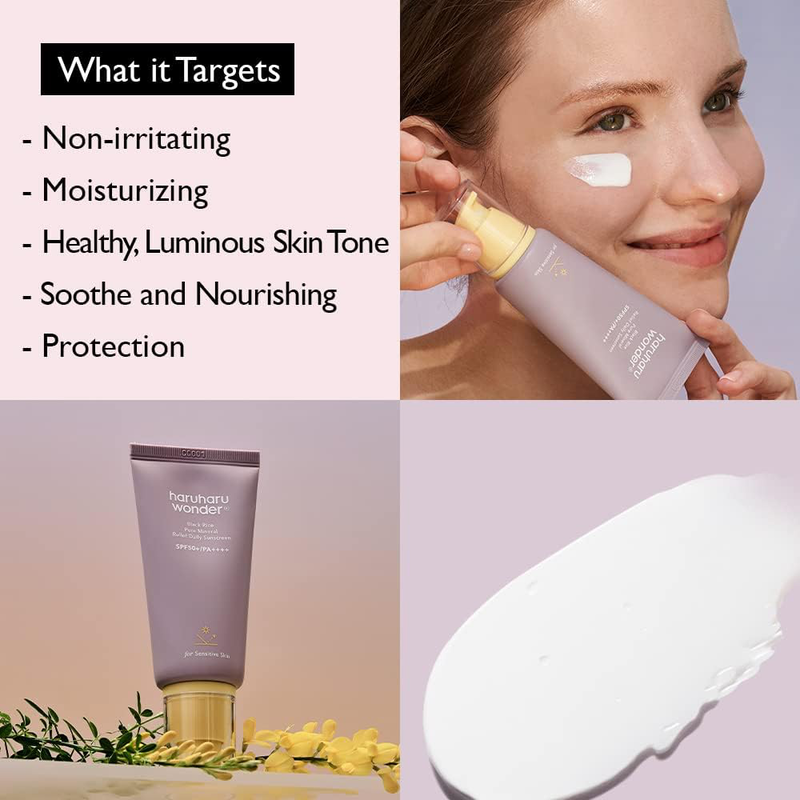 Haruharu wonder black rice pure mineral relief daily sunscreen SPF50+ pa++++ 50 ml | Gentle mineral uv protection-null