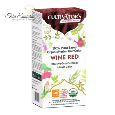 Organic herbal hair color wine red, 100 g, cultivators, , medium