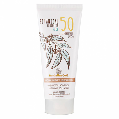 Australian gold botanical sunscreen face SPF50 tinted cream for fair to light skin tones x 89ml, , medium