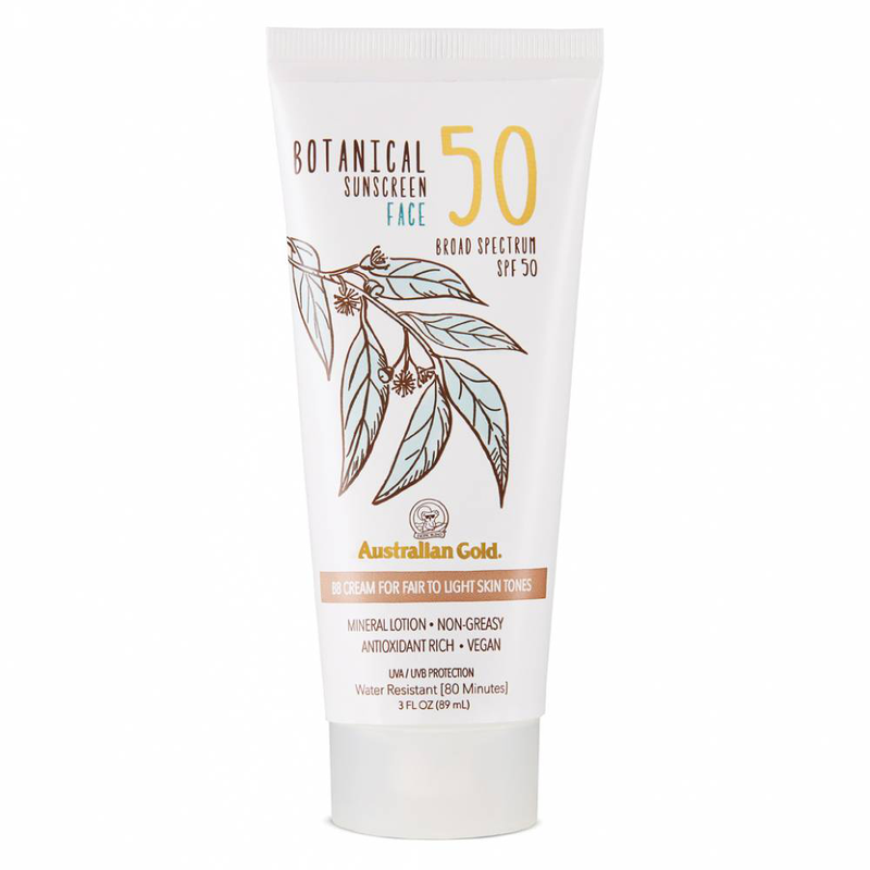 Australian gold botanical sunscreen face SPF50 tinted cream for fair to light skin tones x 89ml image number null