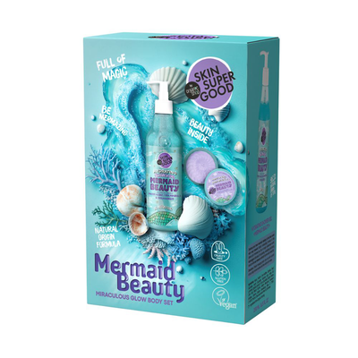 Set mermaid beauty miraculous glow body shower gel & shimmering body mousse, , medium
