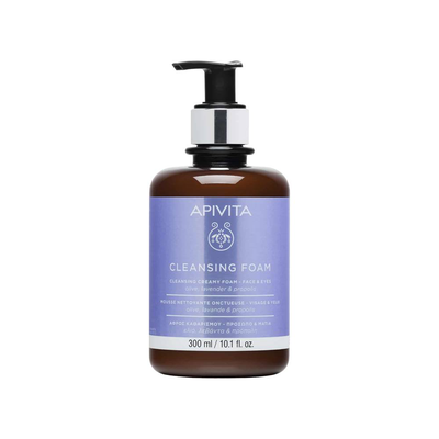 Apivita cleansing foam for face & eyes with olive, lavender & propolis x 300ml, , medium