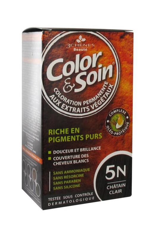 3chenes color & soin permanent hair dye with vegetal extracts, 5n light chestnut, , medium image number null