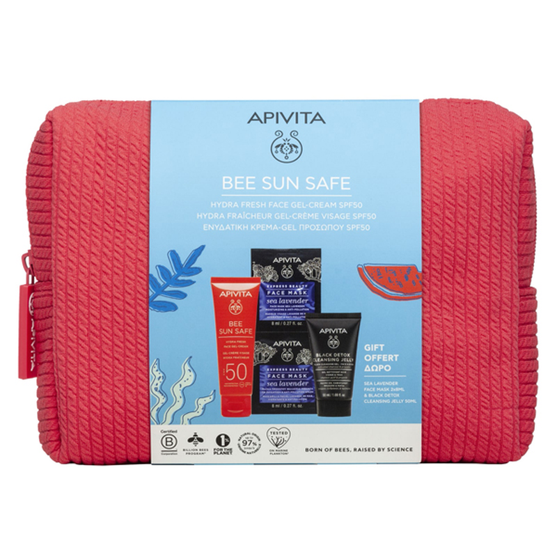 Apivita bee sun safe set &mu;&epsilon; &alpha;&nu;&tau;&eta;&lambda;&iota;&alpha;&kappa;ή &epsilon;&nu;&upsilon;&delta;&alpha;&tau;&iota;&kappa;ή &kappa;&rho;έ&mu;&alpha; &tau;&zeta;&epsilon;&lambda; &pi;&rho;&omicron;&sigma;ώ&pi;&omicron;&upsilon; SPF50 50 ml &kappa;&alpha;&iota; &delta;ώ&rho;&omicron; &mu;ά&sigma;&kappa;&alpha; &pi;&rho;&omicron;&sigma;ώ&pi;&omicron;&upsilon; 2 x 8 ml &kappa;&alpha;&iota; black detox cleansing gel 50 ml-null