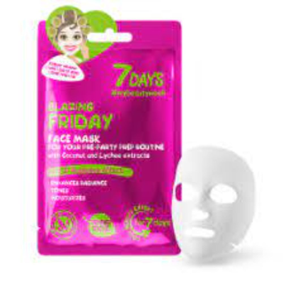 7days &ndash; blazing friday sheet face mask with coconut and lychee extracts (1*28gr), , medium
