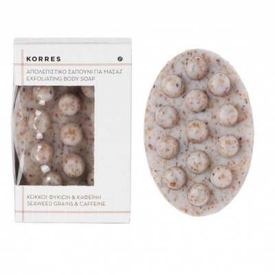 Korres exfoliating body bar soap with seaweed grains & caffeine 125gr