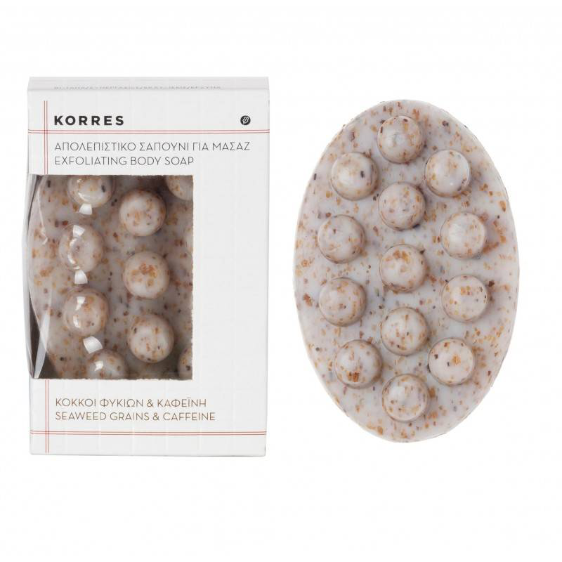 Korres exfoliating body bar soap with seaweed grains & caffeine 125gr image number null