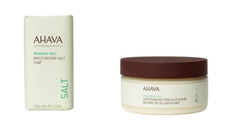 Ahava dead sea salt moisturizing salt soap 100gr & softening butter salt scrub 220gr, , medium-null