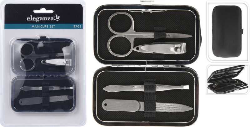 Manicure set 4pcs in pu case, , medium-null
