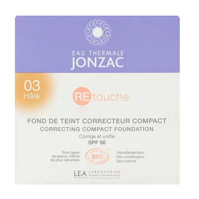Jonzac retouche correcting foundation 03 hale bio, compact, 9gr x SPF50, , medium