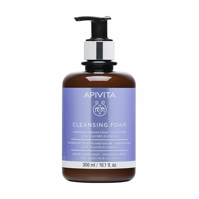 Apivita cleansing foam for face & eyes with olive, lavender & propolis x 300ml, , medium