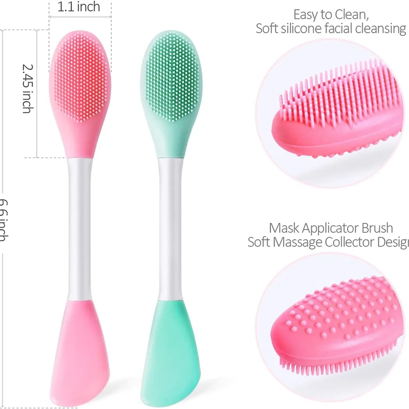 Silicone face mask brush & scrubber dual-ended tool, , medium image number null