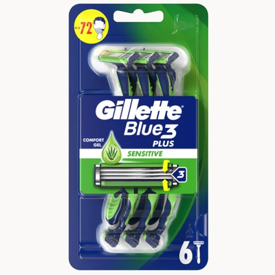 Gillette blue 3 plus sensitive ξυραφάκια μιας χρήσης 6 τμχ, , medium