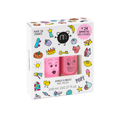 Nailmatic set of 2 nail polishes and stickers (available in 3 styles)