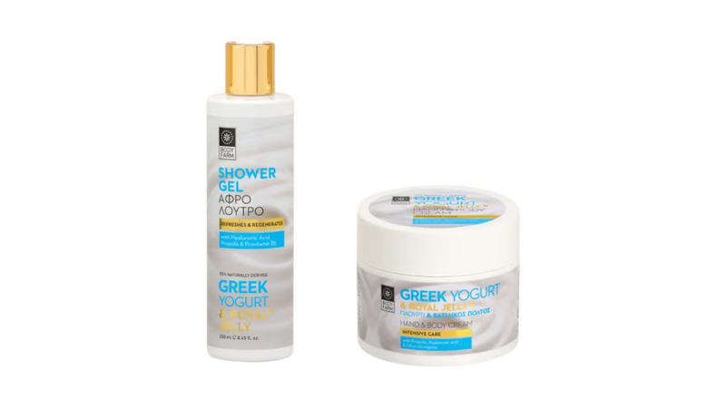 Body farm greek yogurt with royal jelly shower gel 250ml & hand/body cream 200ml, , medium-null