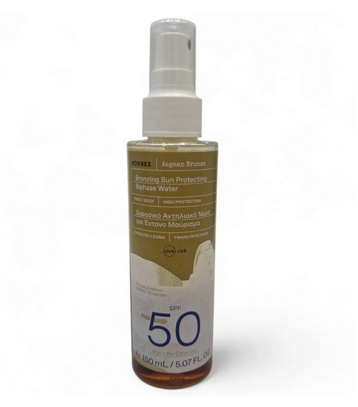 Korres | aegean bronze biphase water SPF50 &delta;&iota;&phi;&alpha;&sigma;&iota;&kappa;ό &alpha;&nu;&tau;&eta;&lambda;&iota;&alpha;&kappa;ό &nu;&epsilon;&rho;ό &gamma;&iota;&alpha; έ&nu;&tau;&omicron;&nu;&omicron; &mu;&alpha;ύ&rho;&iota;&sigma;&mu;&alpha; | 150ml, , medium-null