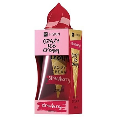 Hiskin crazy ice cream body cream 200ml strawberry, , medium
